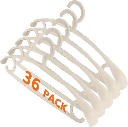 Vista 8 de DEDU Perchas de plástico para ropa, paquete de 20 perchas extra gruesas con gancho giratorio de 360° antideslizantes, perchas para suéteres Beige