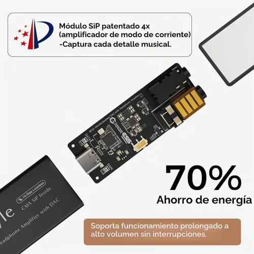 Vista 4 de Questyle Amplificador portátil USB DAC y auriculares M15i, certificado MFi Negro