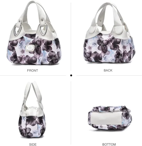 Vista 5 de NICOLE & DORIS Bolsos de moda para mujer, bolsos elegantes con asa superior para mujer, bolsos de hombro florales de cuero PU