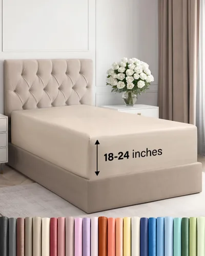 Vista 115 de Sábana bajera ajustable extra profunda Twin XL – Sábana bajera individual de lujo de hotel solamente – Se adapta fácilmente a colchones de 18 a 24