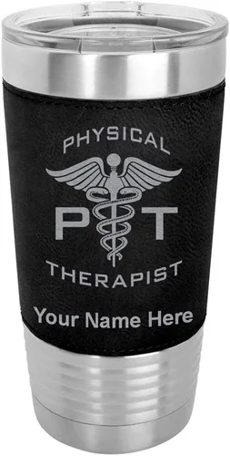 Vista 21 de LaserGram Taza aislada al vacío de 20 onzas, fisioterapeuta PT, grabado personalizado incluido (piel sintética, estilo béisbol)