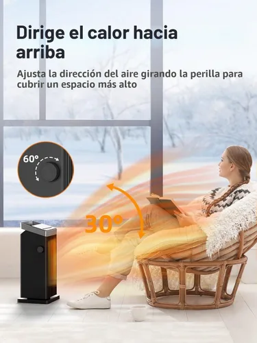 Vista 6 de BREEZOME Calentador de espacio de 1500W para uso en interiores, calentador Negro