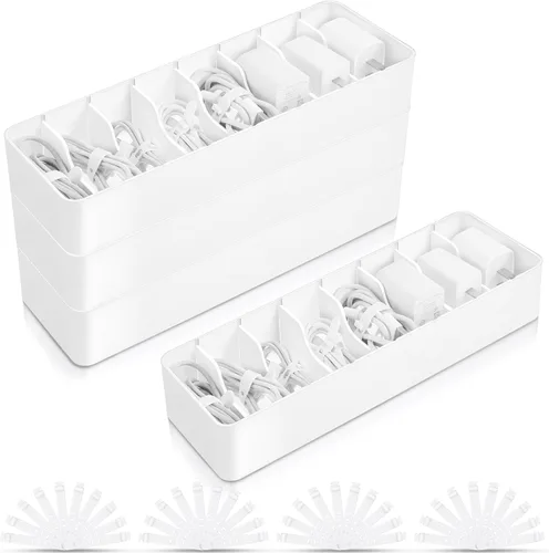 Vista 11 de Tatuo 1 Pieza Organizador de Cables con 10 Amarres de Alambre, Caja de Almacenamiento de Cables de Plástico Caja para Cargador Organizador