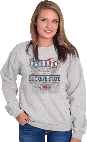 Vista 5 de Ohio e Pluribus Unum Eagle Motto Womens Mens Crew Sudadera