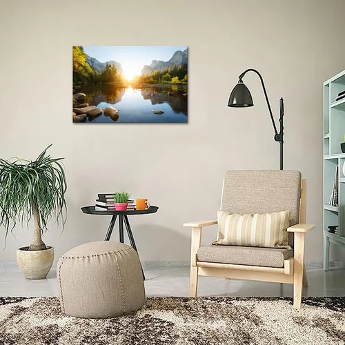 Vista 4 de SKASNFAI Arte de Pared en Lienzo del Parque Nacional, Pintura de Paisaje Natural de Montaña, Arte Enmarcado para Decoración del Hogar, para Sala