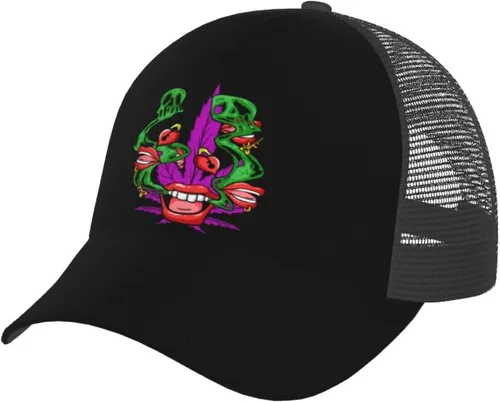 Vista 7 de SCOOVY Gorra de béisbol de malla, Popo Storm boca y labios, tela de sarga de poliéster, gorra de camionero elegante protector solar hebilla