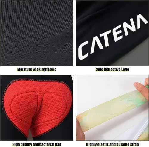 Vista 5 de CATENA - Mallas de ciclismo para hombre, acolchadas en 3D, transpirables