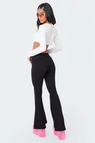 Vista 5 de Goafuliy Leggings acampanados, corte de bota de pierna ancha, pantalones de yoga plegables para descansar, Y2K, pantalones de yoga para mujer