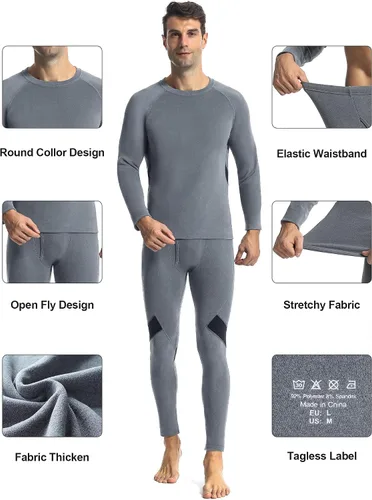 Vista 4 de Runhit Mens Thermal Underwear SetFleece Lined Long Johns for Men Thermal Shirts and Pants Base Layer Cold Weather Thermals