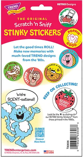 Vista 3 de Pegatinas retro de Ex-Squeeze Me!/Lemon Juice Scent de TREND; paquete de 24 unidades, auténticos diseños de los años 80