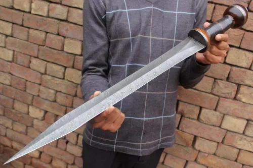 Vista 5 de MUÑECA griega de acero de Damasco personalizada/espada/daga/espada gladiosa de 27 pulgadas de largo