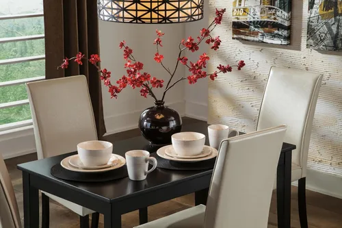 Vista 9 de Signature Design by Ashley Kimonte - Mesa rectangular de comedor, color negro