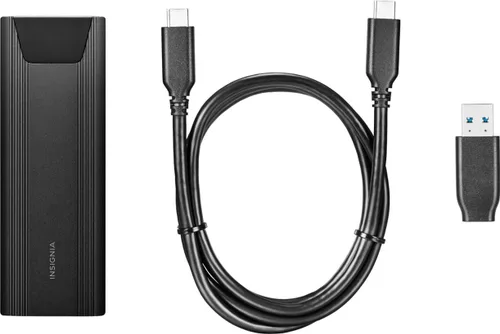 Vista 4 de Insignia Carcasa SSD M.2 NVMe a USB-C 3.2 Gen 2, con adaptador USB-A, carcasa de disco duro externo de alta velocidad para computadoras portátiles