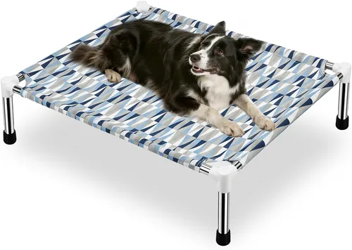 Vista 10 de Cama elevada para perros al aire libre - Cuna de perro de acero inoxidable de enfriamiento elevada para mascotas Cama portátil para mascotas