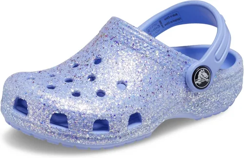 Vista 2 de Crocs Zuecos clásicos con purpurina para niños, Jalea de luna, 5 niño grande