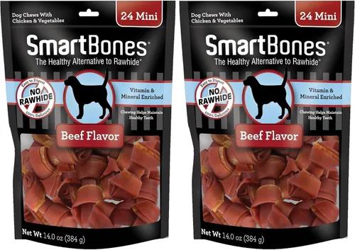 Vista 25 de SmartBones Mini masticables con carne de res real, 24 unidades, masticables sin piel cruda para perros