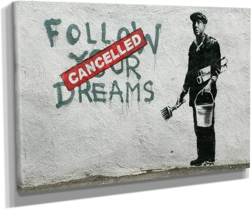 Vista 5 de Arte en lienzo de Banksy para pared, decoración del hogar, lienzo pre-estirado - varios tamaños