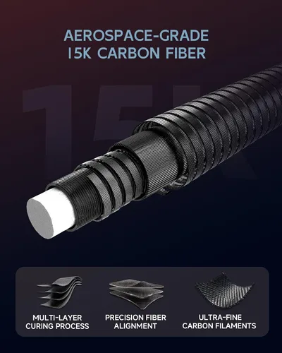 Vista 6 de KONLLEN 2.0 Carbon Fiber Pool Cue, Low Deflection Billiard Stick 58-inch cue with 12.5mm tip and pro taper shaft supports stable control for
