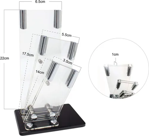 Vista 8 de Jean-Patrique Perspex - Bloque universal para cuchillos sin cuchillos para juego de cuchillos de 3 piezas, elegante y protector, ahorra espacio