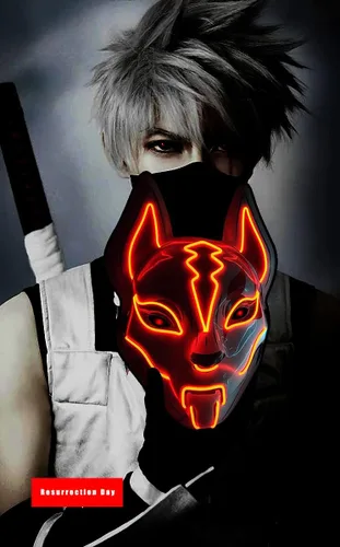 Vista 6 de GLDYTIMES Fortnite Drift - Máscara de luz LED de zorro Fortnite, máscara de Purga resplandeciente para cosplay, regalo, disfraz, festival, fiesta