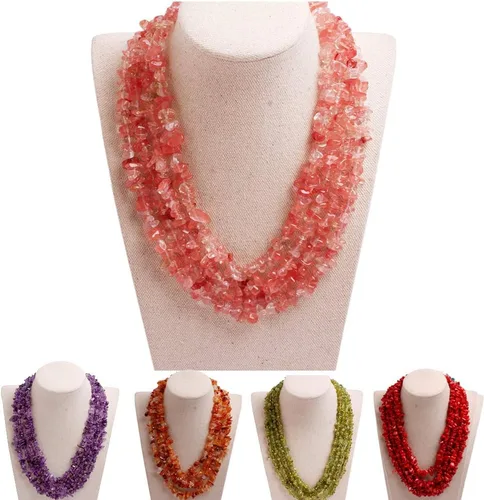 Vista 9 de GEM-Inside - Collar de piedras preciosas moradas con cuentas de cuarzo morado, dije bohemio de moda con soporte de babero, collar de cuentas