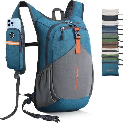 Vista 20 de BECOJADDE - Mochila de senderismo pequeña de 15 L para hombres y mujeres, plegable, ultraligera, para viajes, camping, actividades al aire libre