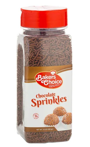 Vista 8 de Bakers Choice Gránulos de chocolate para aderezos de helado, chispas de chocolate Jimmies para hornear, sin lácteos, Kosher de 10 onzas.