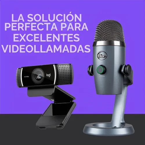 Vista 2 de Logitech C922x Pro Stream Webcam - Cámara Full HD de 1080p con micrófono USB de condensador profesional Blue Yeti Nano