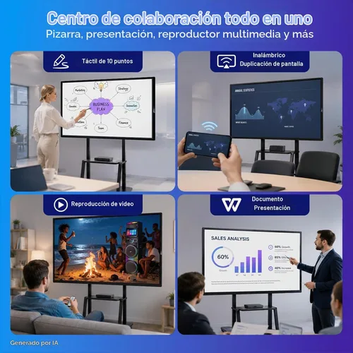 Vista 6 de 49" Smart Board 4K Android 12 8GB+64GB, para oficina y aula