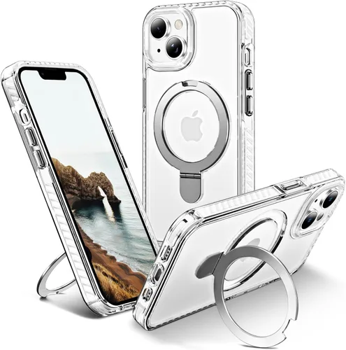 Vista 67 de UMIONE - Funda con diseño de anillo magnético giratorio de 360° para iPhone 11, soporte de bucle invisible integrado, compatible con Magsafe, funda