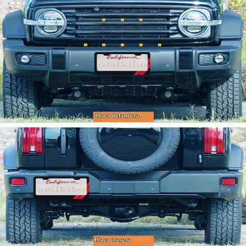 Vista 5 de Marco de Placa de Matrícula de Aluminio Compatible con Vehículo, Camión, Remolque, SUV de Dodge. (Rojo-01)