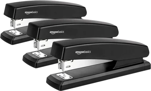 Vista 9 de Amazon Basics Engrapadora con 1000 grapas, engrapadora de oficina, capacidad para 25 hojas, antideslizante, color negro