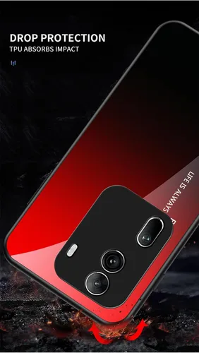 Vista 2 de Funda compatible con Vivo S1 4G 1907, combinación de 3 capas (panel trasero de vidrio de policarbonato+silicona TPU) anticaída, color negro