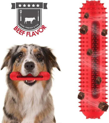 Vista 7 de Petizer - Juguete chirriante para perros masticadores agresivos, cepillo de dientes resistente, juguete dental para masticar, juguete de goma