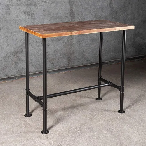 Vista 3 de Juego de mesa de bar y taburete de bar de 5 piezas, industrial rectangular, para comedor, pub, bar, escritorio y encimera de cocina, taburete