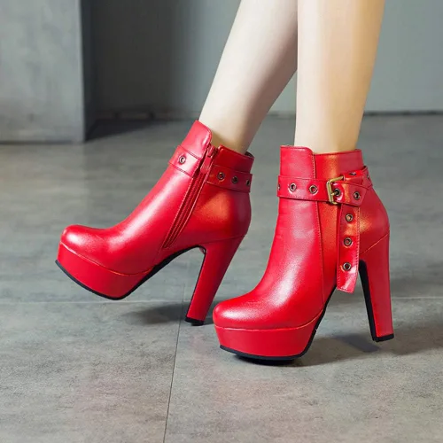 Vista 49 de Scaoruki Zapatos de otoño de moda para mujer, botines de tacón de bloque