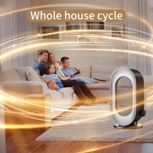 Vista 2 de Calentador de espacio portátil para uso en interiores, calentador eléctrico pequeño con 3 modos, calentamiento rápido, funcionamiento silencioso