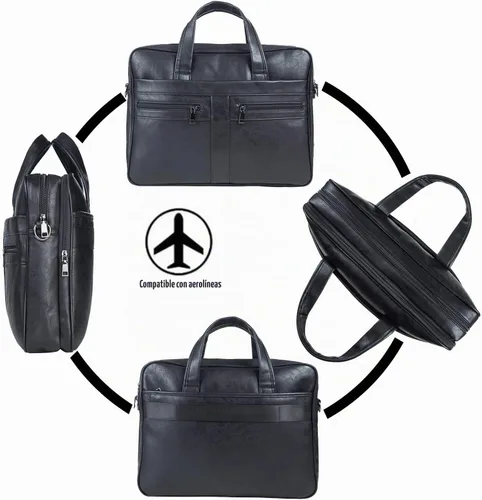 Vista 5 de seyfocnia Men's Leather Messenger Bag, Laptop Briefcase Business Satchel Computer