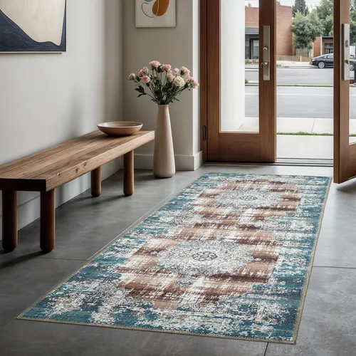 Vista 87 de GLN Rugs Bohemian - Troy - Alfombra de felpilla lavable a máquina, bohemio, lavable, antideslizante, alfombra de área de felpilla de pelo bajo