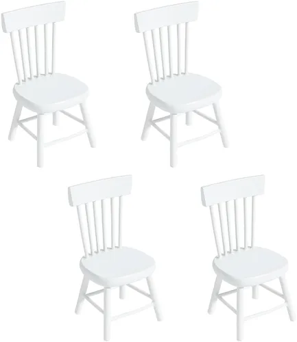 Vista 6 de PH PandaHall 4 sillas de casa de muñecas, sillas de muebles en miniatura a escala 1/12, mini silla de madera, muebles pequeños, modelo de silla