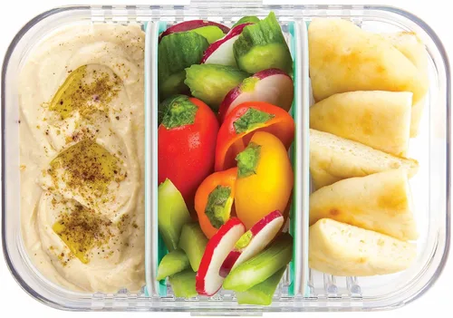 Vista 4 de PackIt Mod Lunch Bento Contenedor de almacenamiento de alimentos, verde menta, base de cristal transparente a prueba de roturas, con divisores