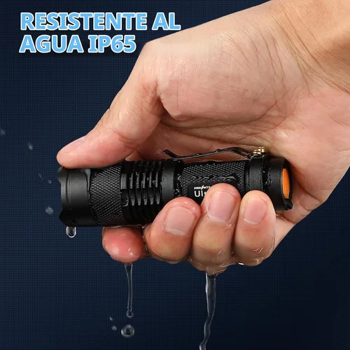 Vista 7 de UltraFire Pack de 5 linternas tácticas y pequeñas SK68, linterna de bolsillo de 7 W, 3 modos, foco ajustable, con zoom