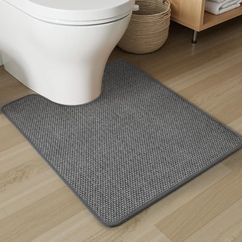 Vista 14 de PADOOR Alfombra de baño antideslizante con parte trasera de goma, trenzada absorbente, lavable a máquina, fina alfombra para suelo de baño, de Beige