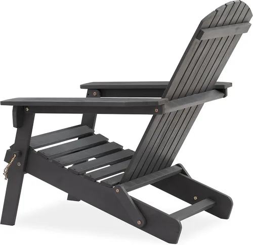 Vista 4 de Amazon Aware Silla Adirondack plegable para exteriores con certificación FSC, madera de acacia, gris oscuro
