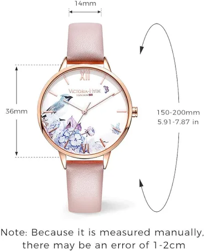 Vista 4 de VICTORIA HYDE Relojes de cuarzo para mujer esfera floral con correa de malla de acero inoxidable correa de cuero auténtico impermeable reloj