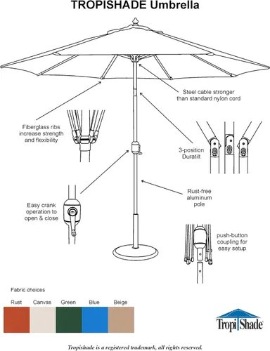 Vista 2 de Paraguas de mercado Tropishade 9 ft Bronce de aluminio con cover Beige de poliéster, Beige