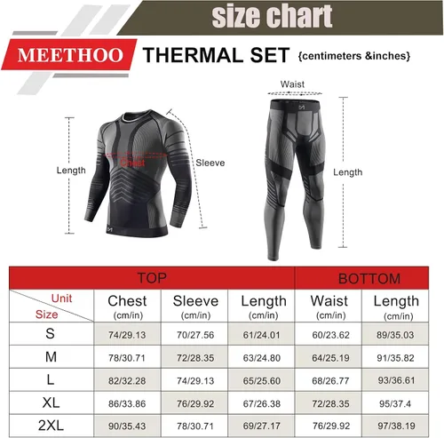 Vista 6 de MeetHoo Conjunto de ropa interior térmica para hombre ropa de invierno para hombre capa base de capa base larga