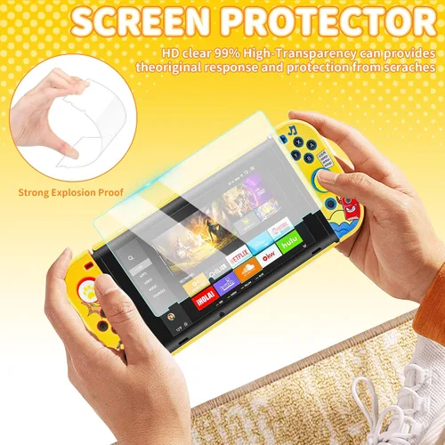 Vista 6 de RHOTALL 7 in 1 Yellow Carrying Case Set for Nintendo Switch ,Portable Traveler Accessories bundle Cover Storage Bag for Fortnite Peely,Hard Shell