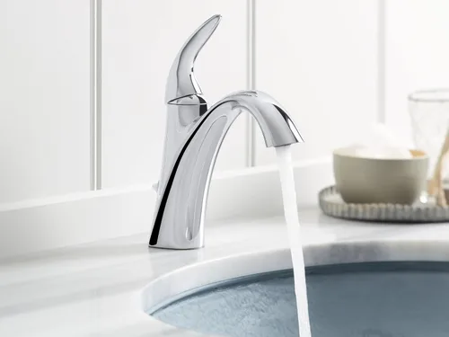Vista 4 de Kohler K-45800-4-CP Alteo Grifo de lavabo de baño de un solo mango o centro con montaje de drenaje de metal en cromo pulido