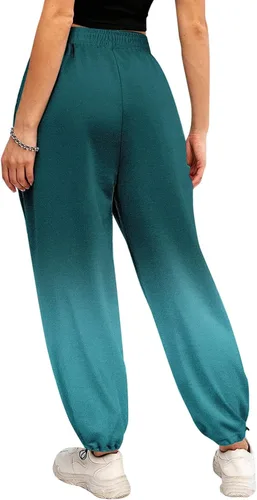 Vista 6 de DUOWEI Conjunto de pantalones casuales de talla grande para mujer, pantalones casuales con estampado degradado, pantalones deportivos casuales